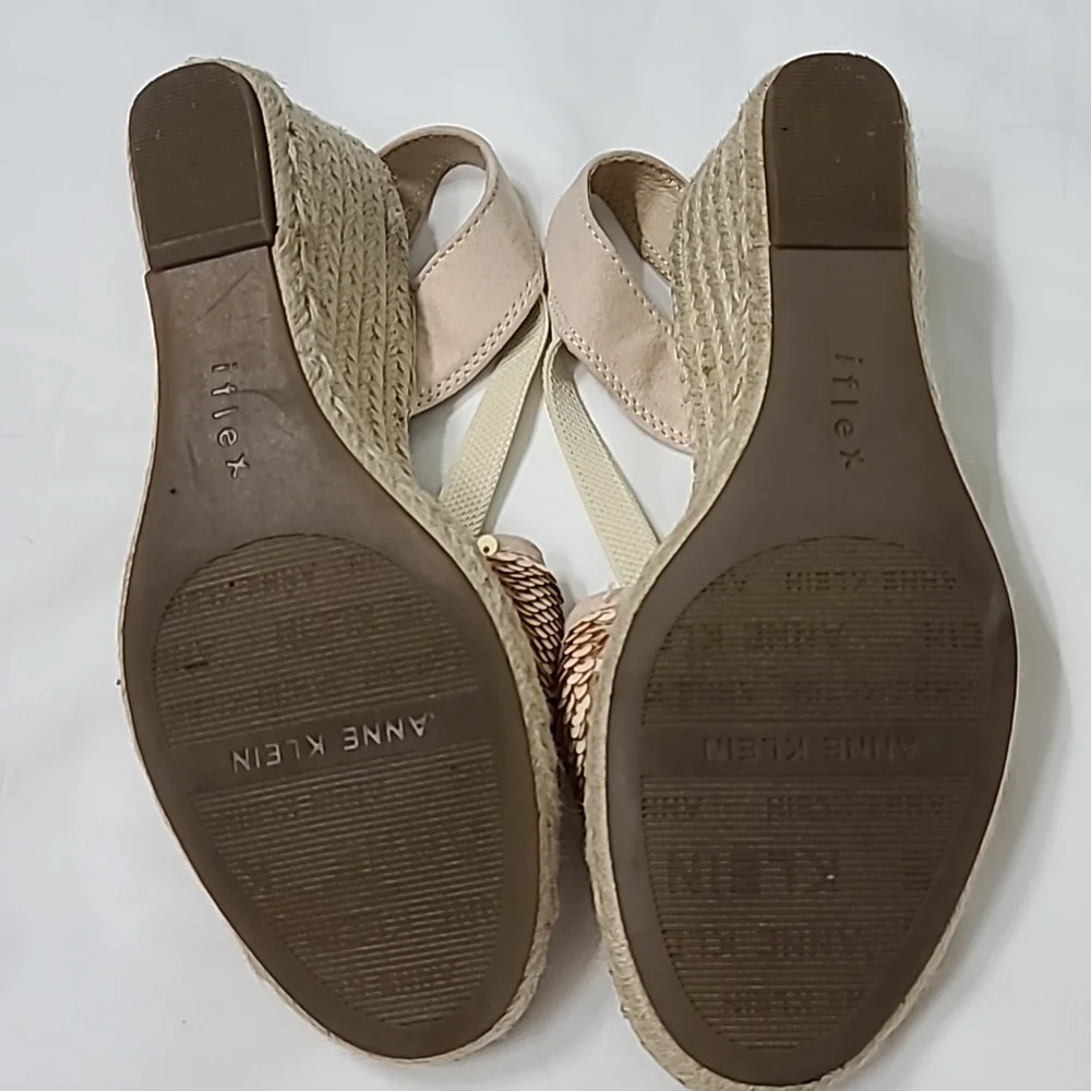 Anne Klein Abbey Sequin Espadrille Wedge Sandals Sz. 8M
